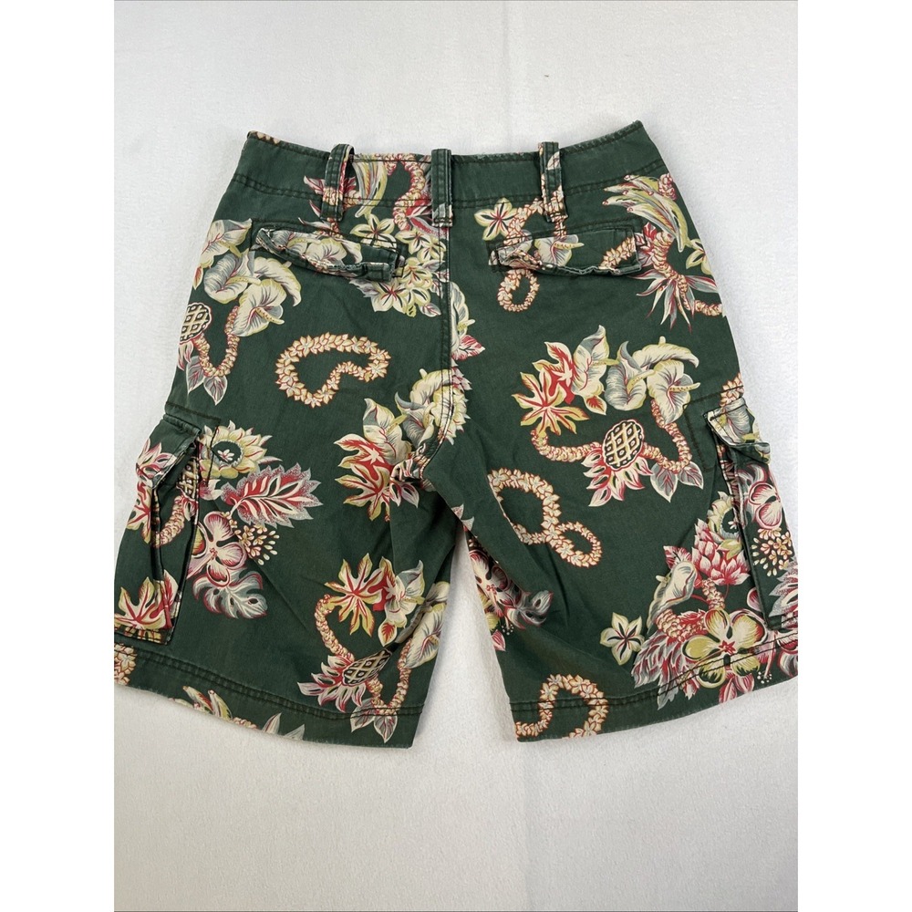 VTG Denim & Supply Ralph Lauren Cargo Shorts Mens Size 30 Green Floral Hawaiian - Picture 2 of 7
